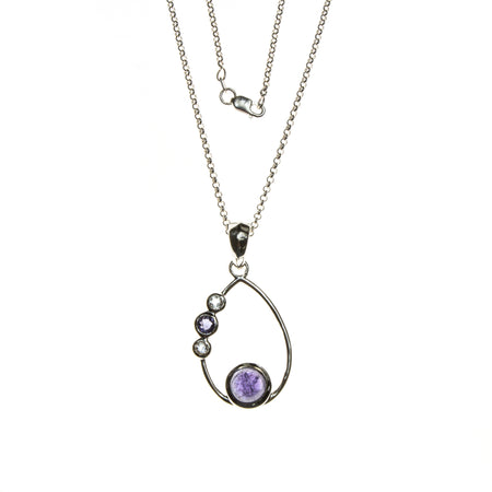 SS Created Tanzanite Lariat Necklace