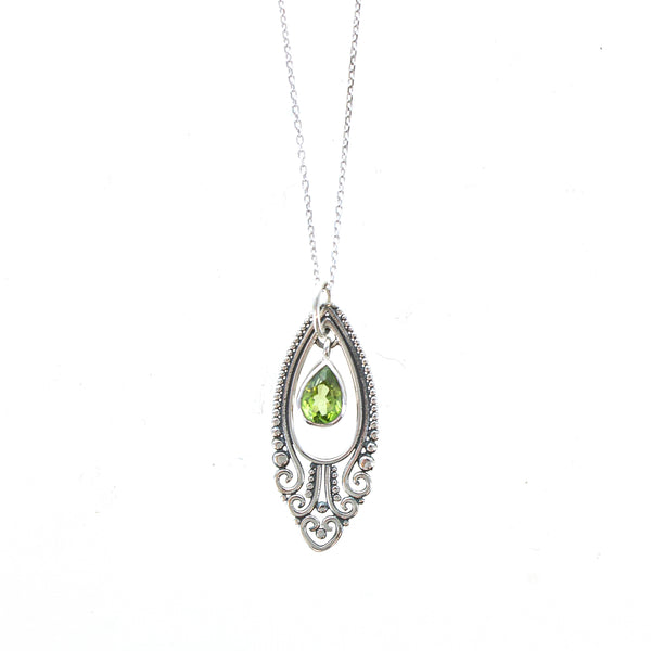 SS Peridot Pear Necklace