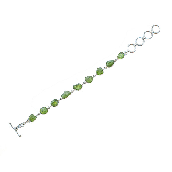 SS Rough Peridot Toggle Bracelet