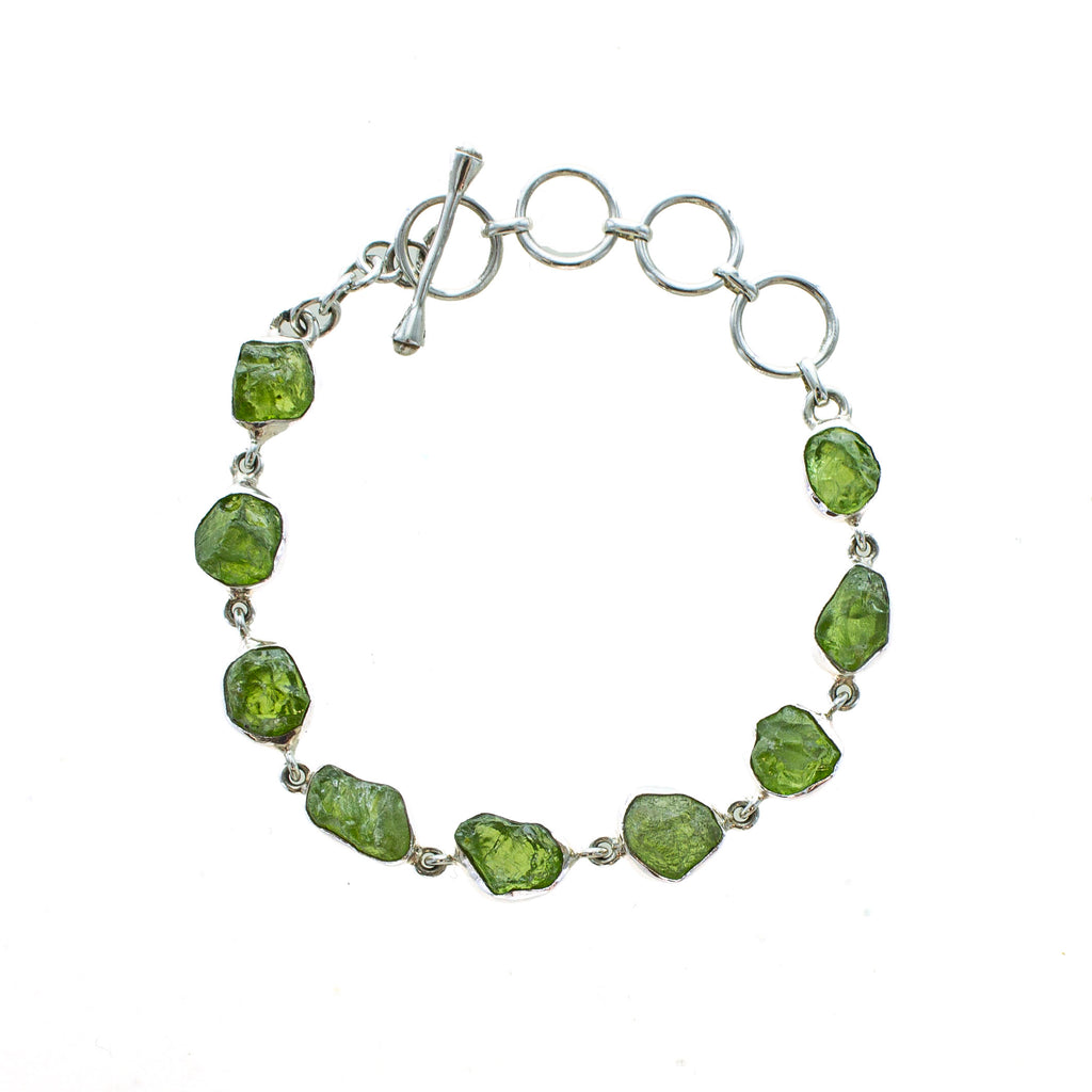SS Rough Peridot Toggle Bracelet