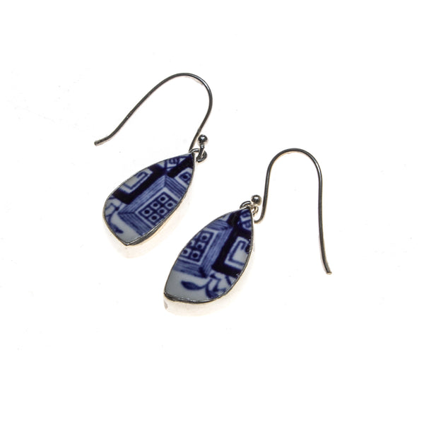 SS Indigo Ceramic Interior Earrings