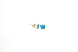 SS Created Opal Blue Square Studs
