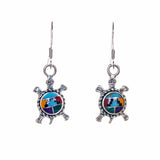 Sterling Silver Inlay Turtle Earrings