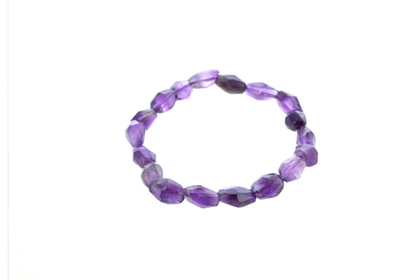 Amethyst Faceted Elastic Bead Bracelet