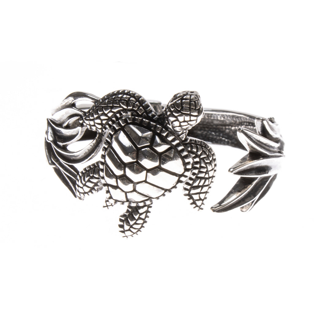 SS Turtle and Seaweed Hing Cuff Bracelet