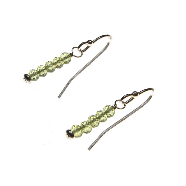 SS Peridot 5 Bead Bar Earrings
