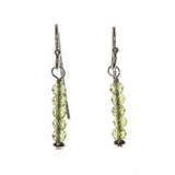 SS Peridot 5 Bead Bar Earrings