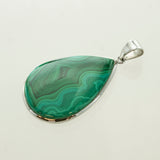 SS Wide Malachite Pear Pendant