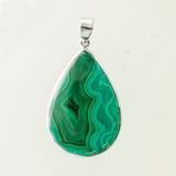 SS Wide Malachite Pear Pendant