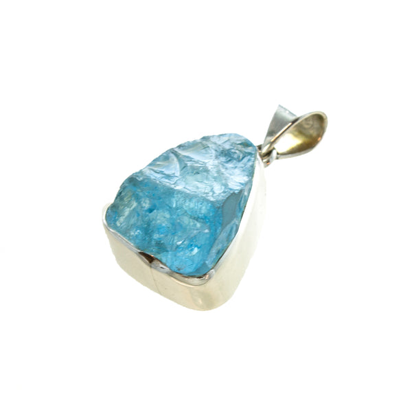 SS Rough Blue Topaz Pendant