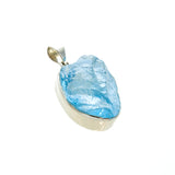 SS Large Rough Blue Topaz Bezel Pendant