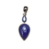 SS Kyanite and Lapis Pear Bezel Pendant