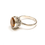 SS Round Citrine w/ Filigree Ring Size 7