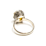 SS Round Citrine w/ Filigree Ring Size 7