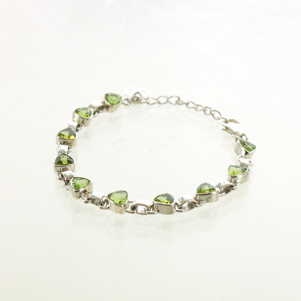SS Peridot Trillion Bezel Bracelet