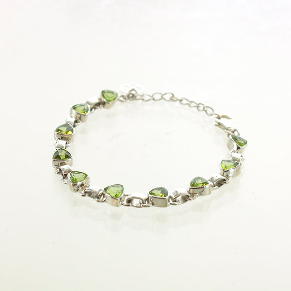 SS Peridot Trillion Bezel Bracelet