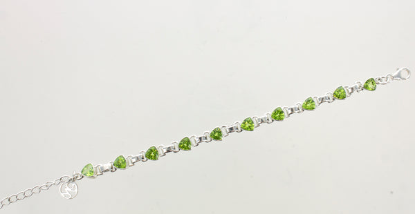 SS Peridot Trillion Bezel Bracelet