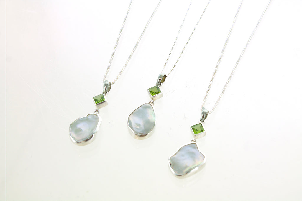 SS Baroque Pearl and Peridot Necklace
