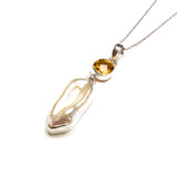 SS Citrine & Stick Pearl Necklace