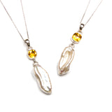 SS Citrine & Stick Pearl Necklace