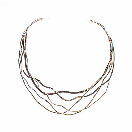 SS Wavy Hammered Collar Necklace