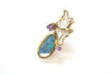 SS 14K Boulder Opal Amethyst Earrings