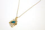 SS 14K Boulder Opal and Tsavorite Necklace