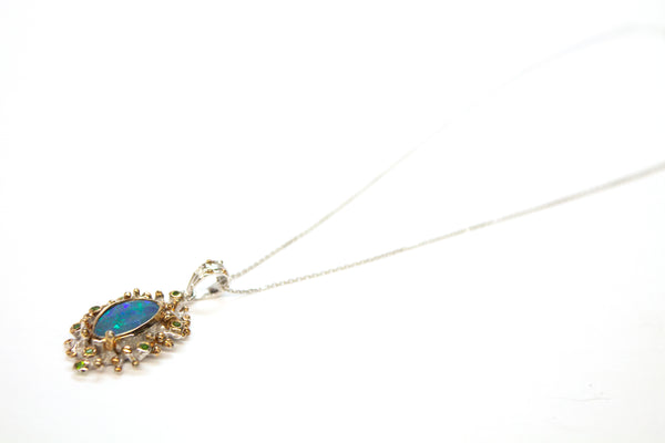 SS 14K Boulder Opal and Peridot Necklace