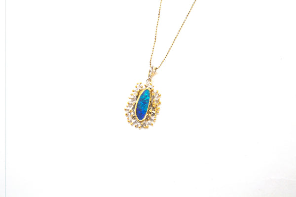 SS 14K Boulder Opal Starburst Necklace