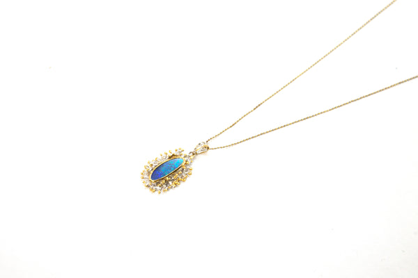 SS 14K Boulder Opal Starburst Necklace