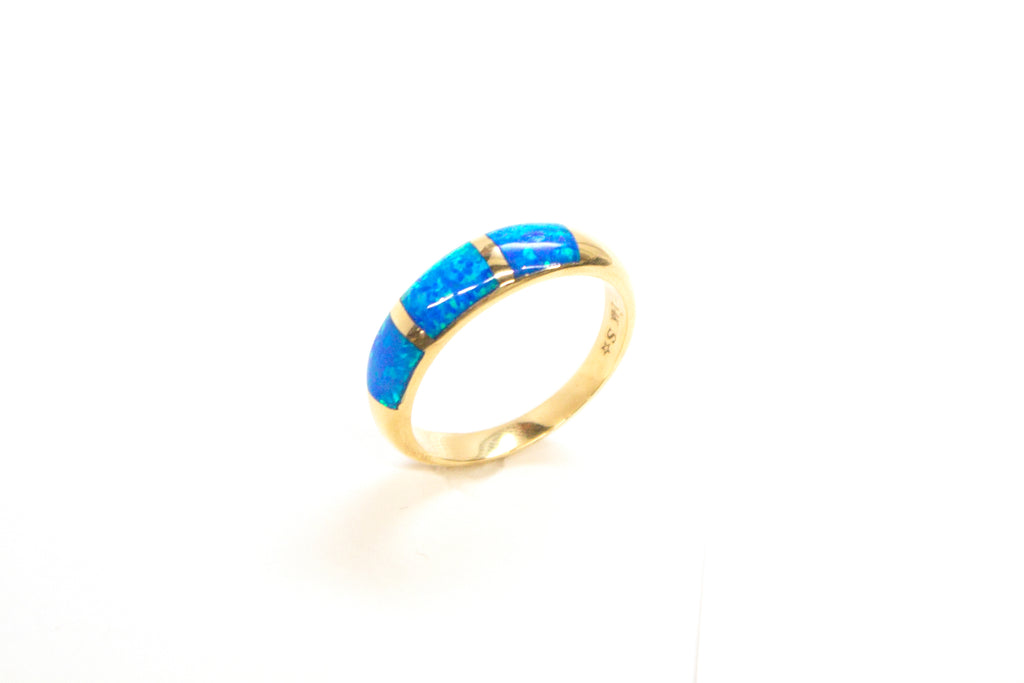 14K Created Opal Segmented Ring Size 8