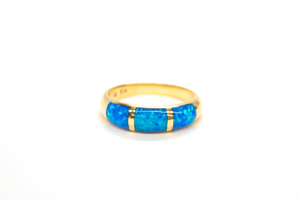 14K Created Opal Segmented Ring Size 8