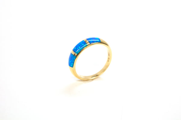 14K Created Opal Segmented Ring Size 8