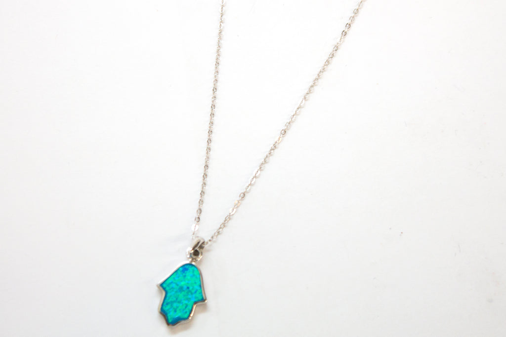 SS Created Opal Hamsa Necklace