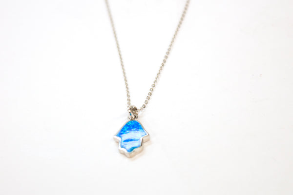SS Created Opal Hamsa Necklace