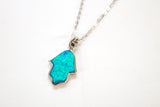 SS Created Opal Hamsa Necklace