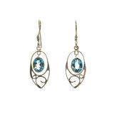 SS Suspended Blue/Mystic Topaz Filigree Dangle Earrings