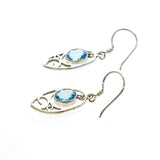 SS Suspended Blue/Mystic Topaz Filigree Dangle Earrings