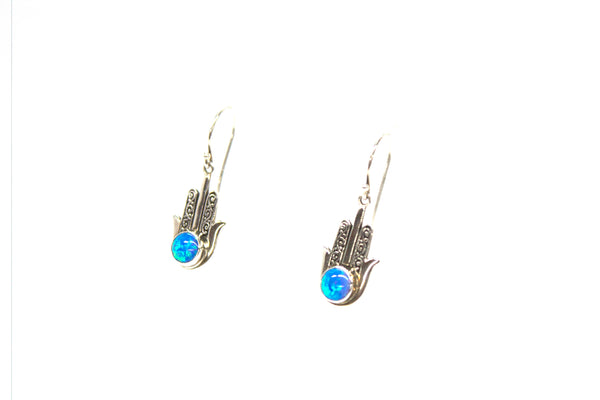 SS Created Opal Hamsa Earrings