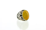 SS Bumblebee Jasper Leaf Mens Ring