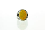 SS Bumblebee Jasper Leaf Mens Ring