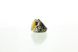 SS Bumblebee Jasper Leaf Mens Ring