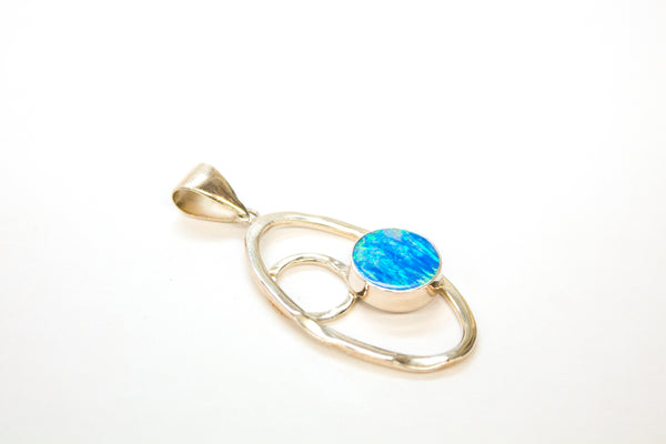 SS Created Opal Circles Pendant