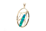 SS Created Opal Oval on Oval Pendant