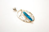 SS Created Opal Oval on Oval Pendant