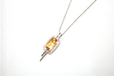 14KW Citrine and Diamond Rectangle Rod Necklace