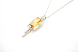 14KW Citrine and Diamond Rectangle Rod Necklace