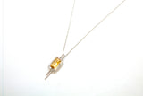 14KW Citrine and Diamond Rectangle Rod Necklace