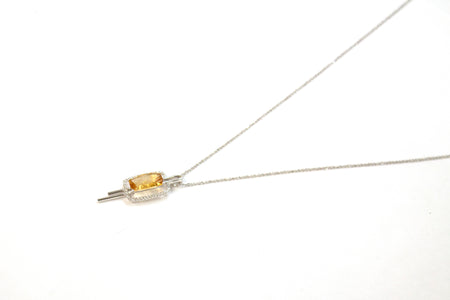 SS Created Citrine Rectangle Necklace