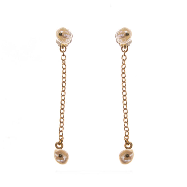 Bronze Dainty Pearl Drop Earrings